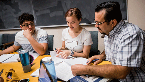 professor and students in a classroom