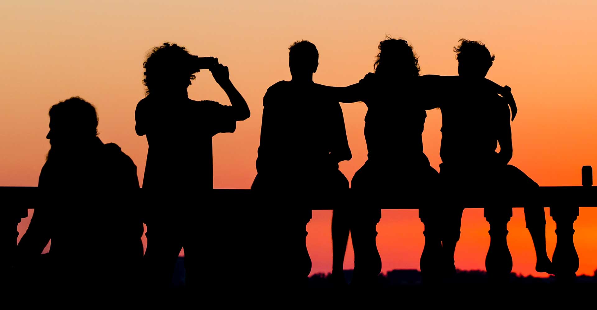students enjoying the sunset